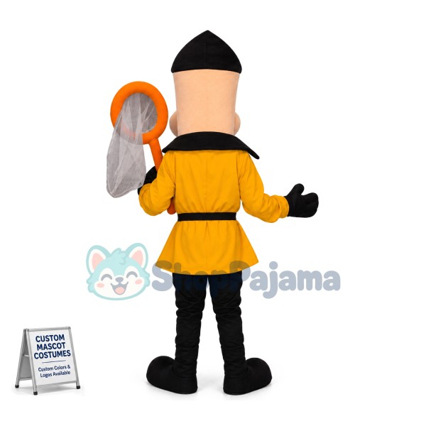 Big Nose Doll Holding Fishing Net Mascot Costume