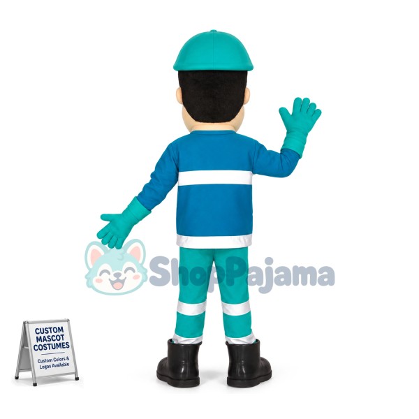Friendly Professional Dredge Worker Mascot Costume