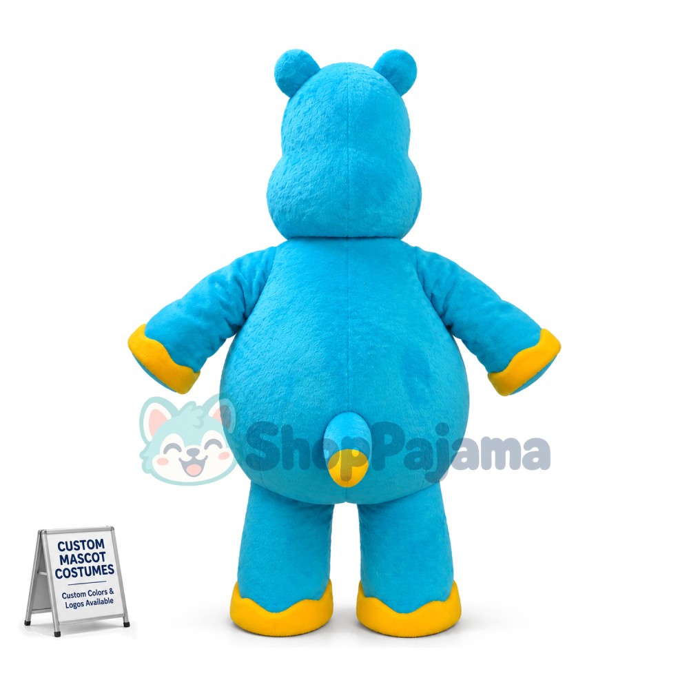 Blue Hippo With Innocent Smiley Face Mascot Costume