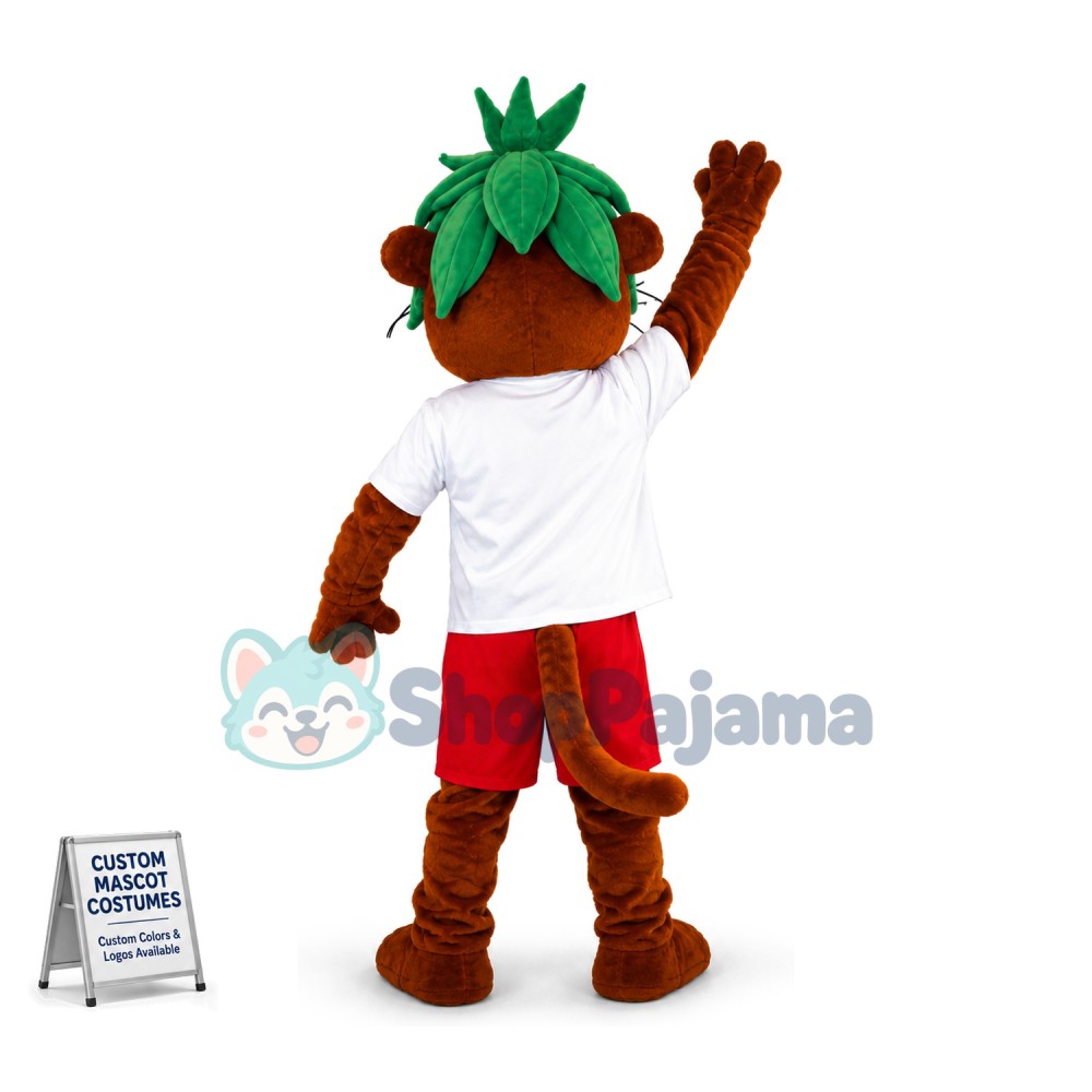 The Tiger With Leaves On Head Mascot Costume