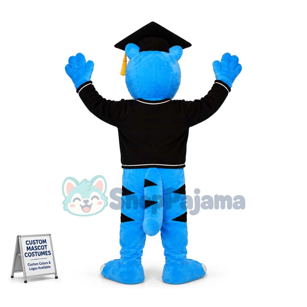 The Blue College Doctor Tiger Mascot Costume