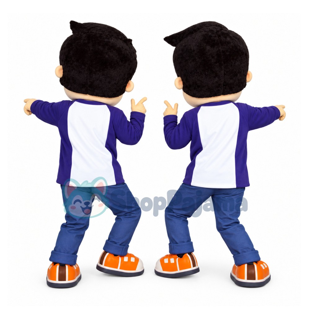 Blue-eyed Twin Brothers In The Same Suit Mascot Costume