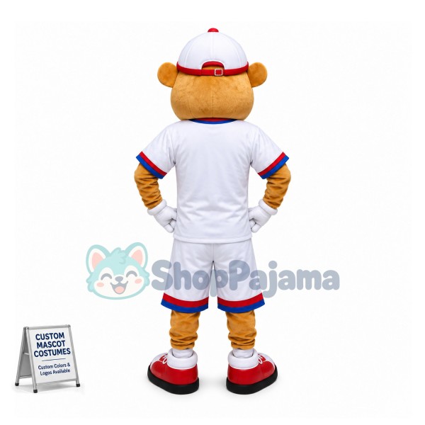 Baseball Catcher Brown Bear Mascot Costume