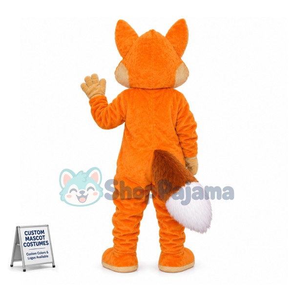 Adult Orange Fox With Furry Tail Mascot Costume