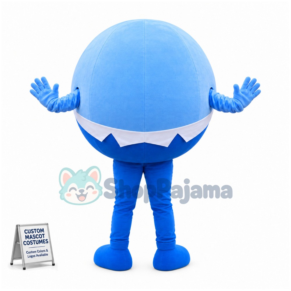 The Laughing Cartoon Light Blue Ball Mascot Costume