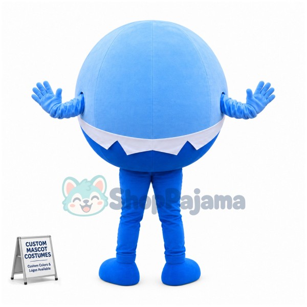 The Laughing Cartoon Light Blue Ball Mascot Costume