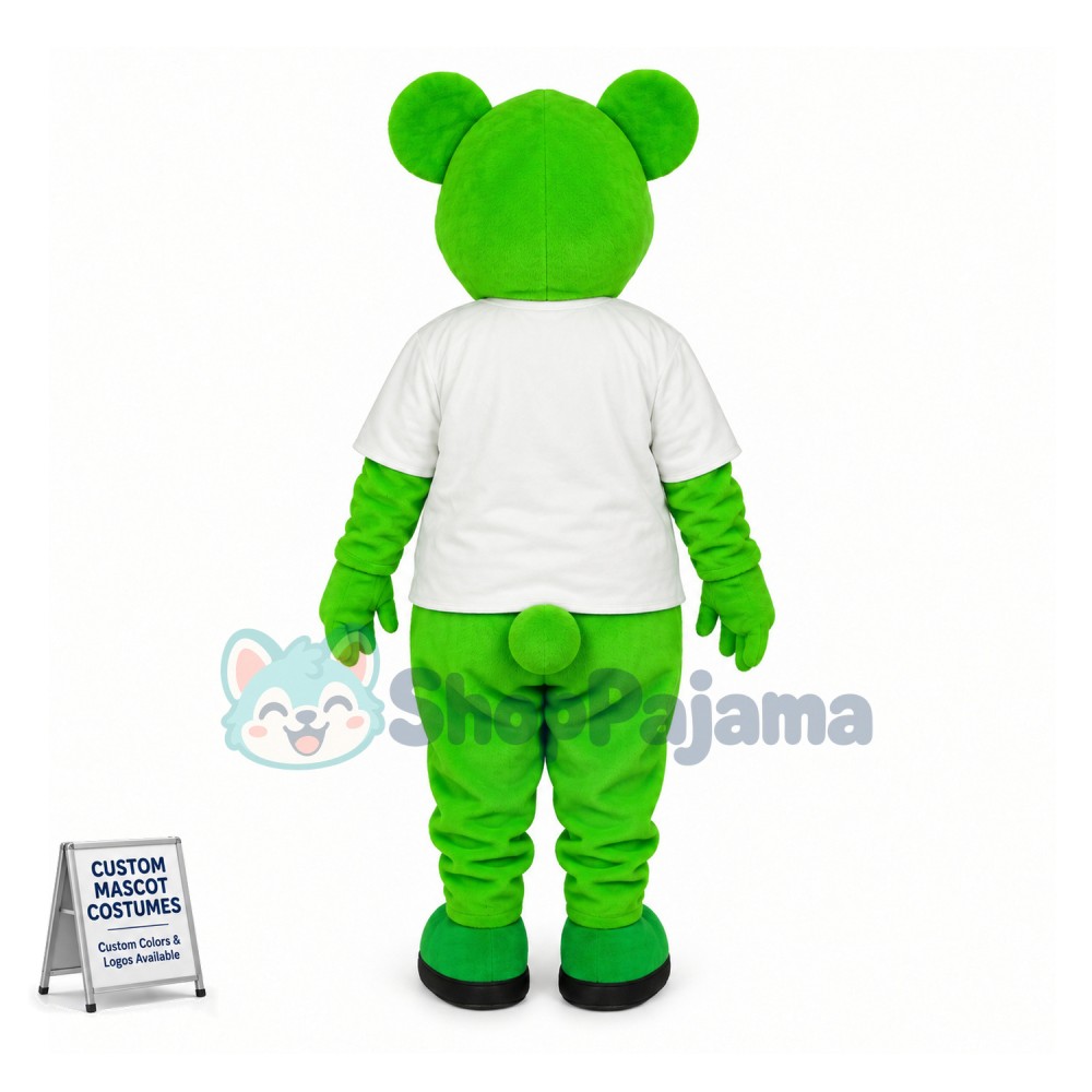 The Over All Green Bear Mascot Costume Outfit