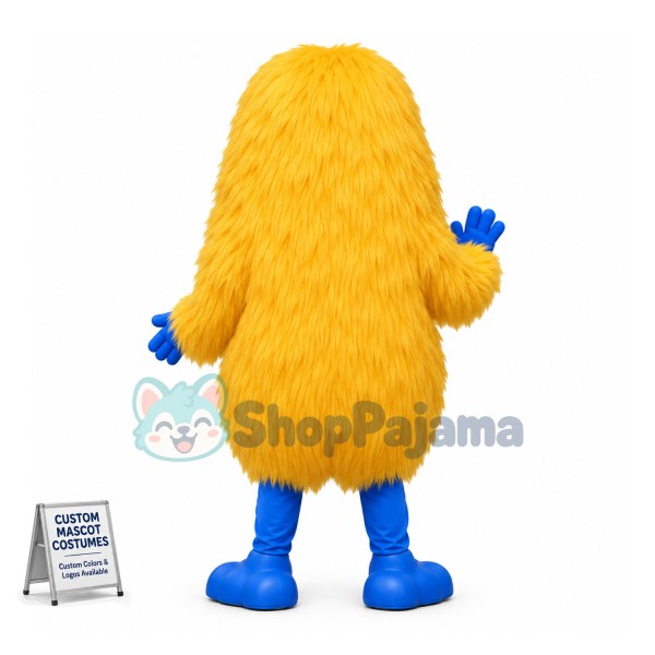 Adult Long Fur Yellow Monster Cartoon Mascot Costume