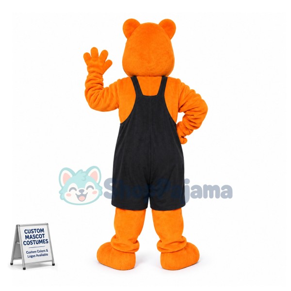 Brown Bear In The Oversized Overalls Mascot Costume