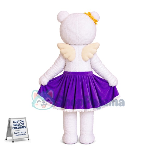Actor Bear Wearing Purple Skirt Mascot Costume