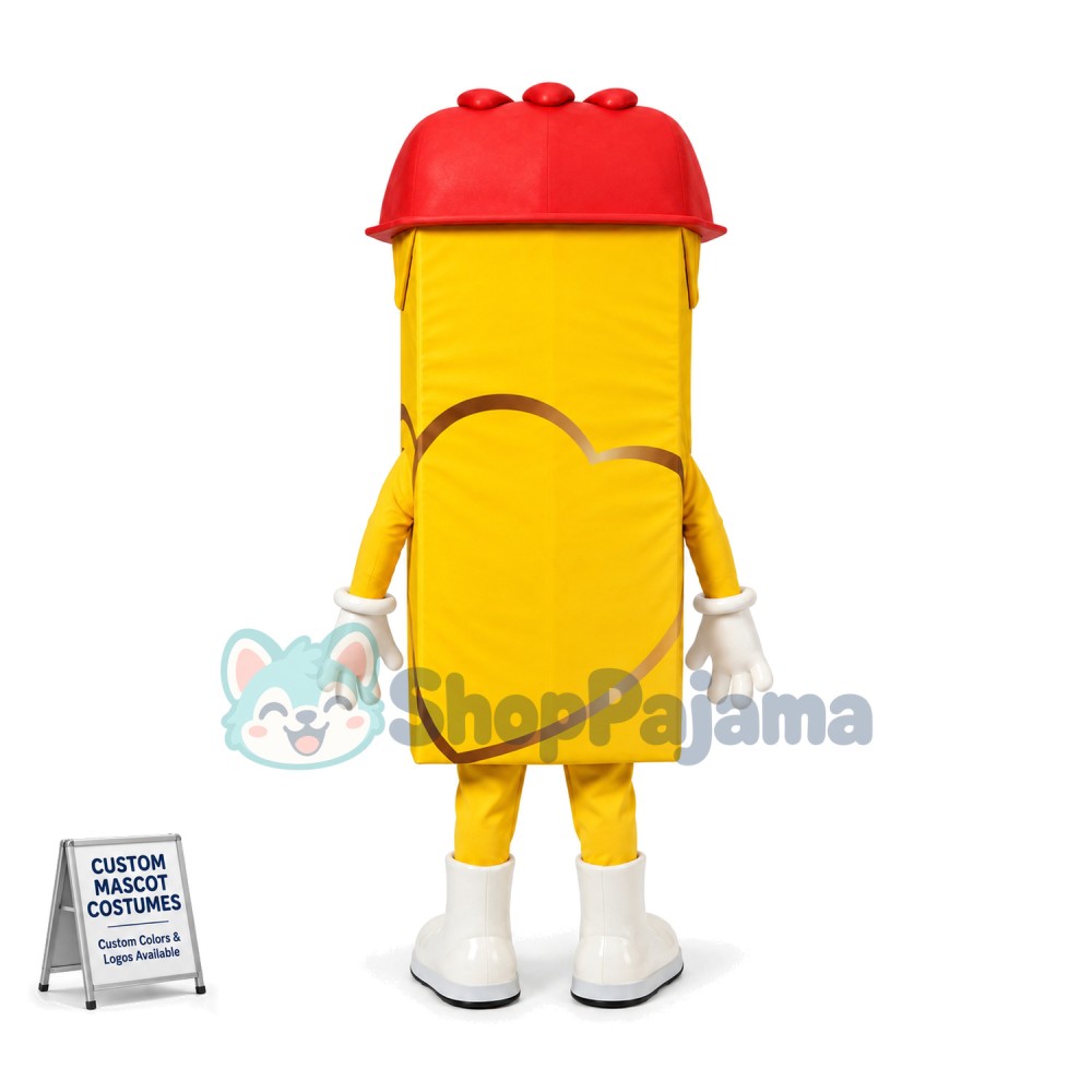 Yellow Packed of Protein Powder Mascot Costume