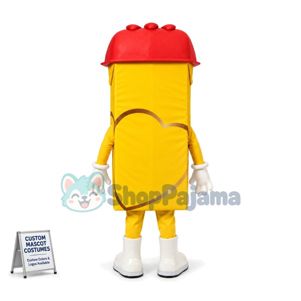 Yellow Packed of Protein Powder Mascot Costume