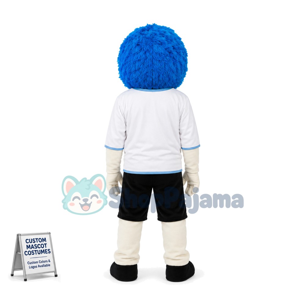 Blue Haired Defender Doll Mascot Costume
