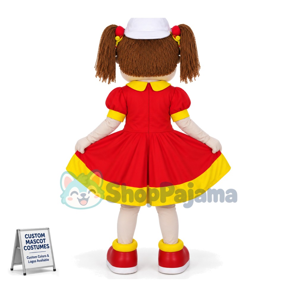 Campus Girl Singer In Red Bud Dress Mascot Costume