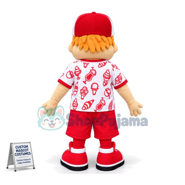 The Cheerful Boy Of Snack Restaurant Mascot Costume