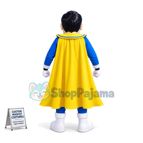 Superhero In Blue Blindfold Mascot Costume