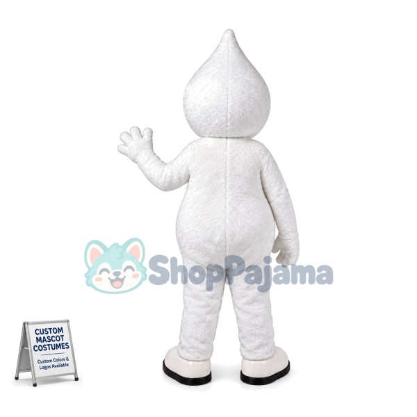 Adult Cartoon Soft White Raindrop Mascot Costume