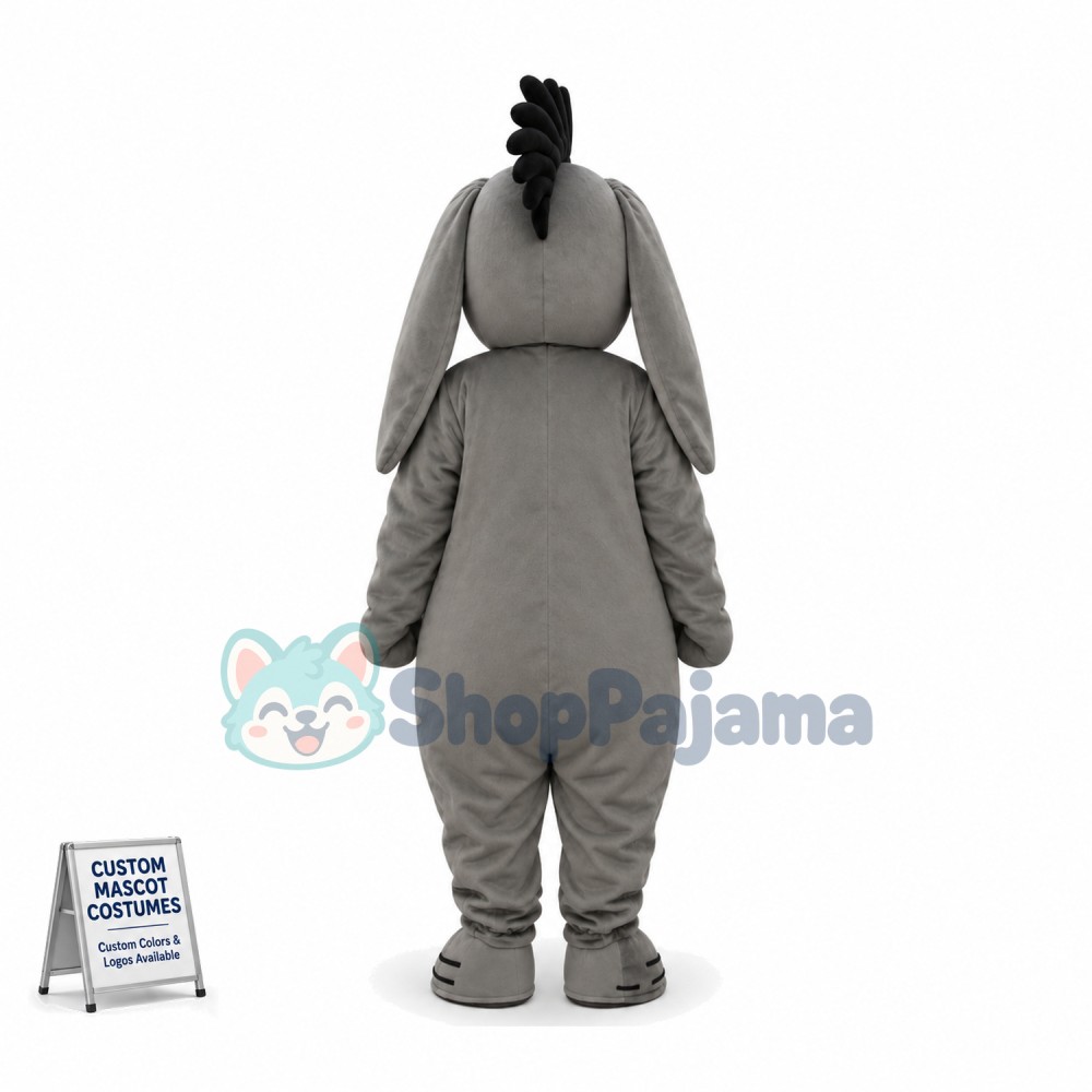 Thinking The Gray Stupid Donkey Mascot Costume