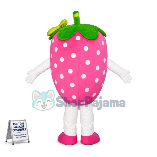 Crossbred Pink Strawberry Cartoon Mascot Costume