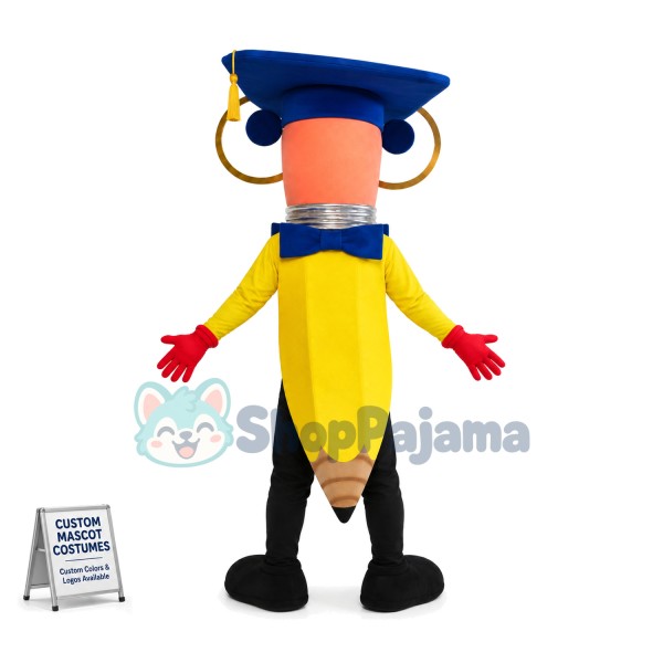 Doctor Crooked Yellow Pencil Mascot Costume