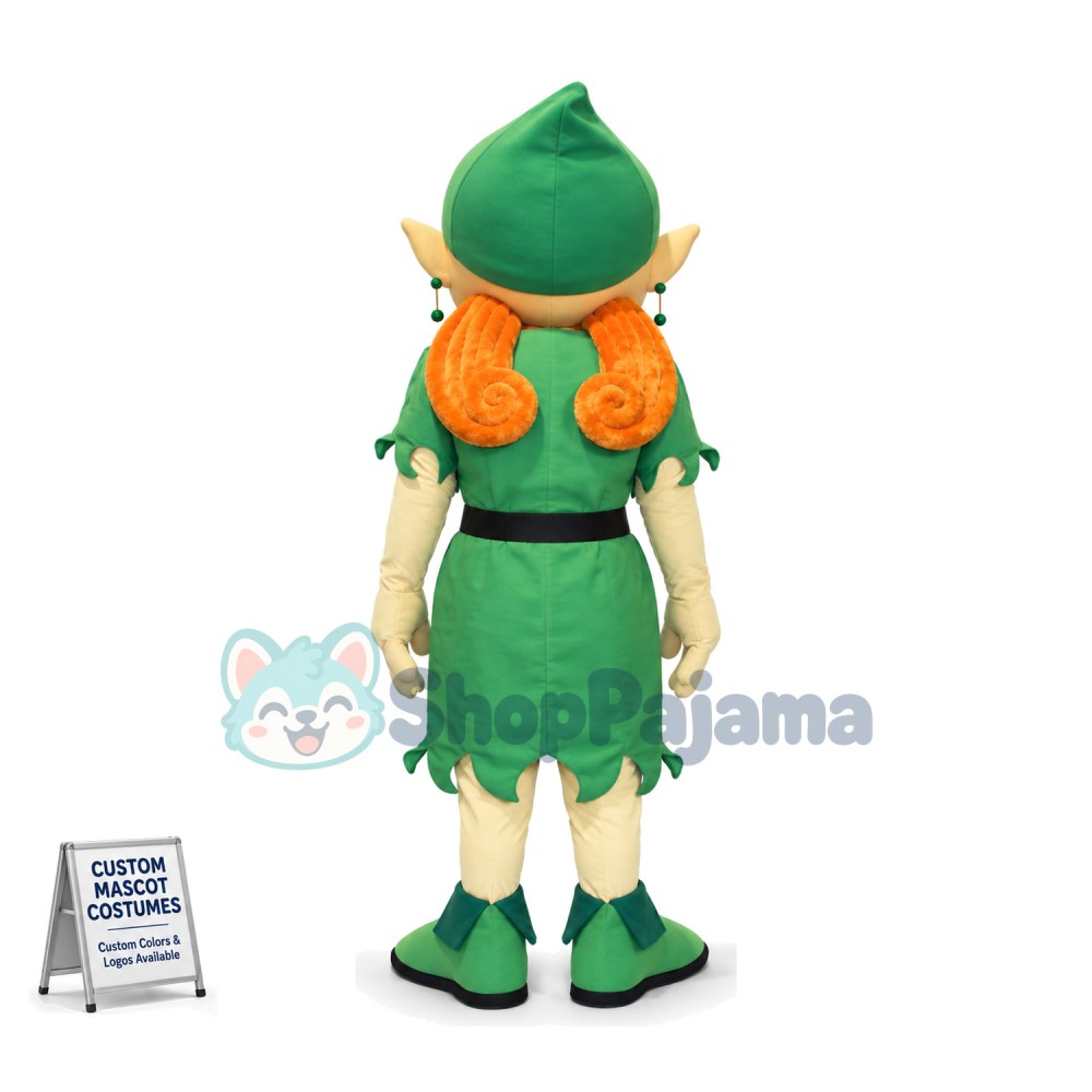Christmas Female Elf With Blue Eyeshadow Mascot Costume