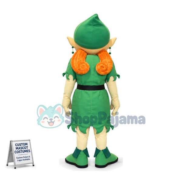 Christmas Female Elf With Blue Eyeshadow Mascot Costume
