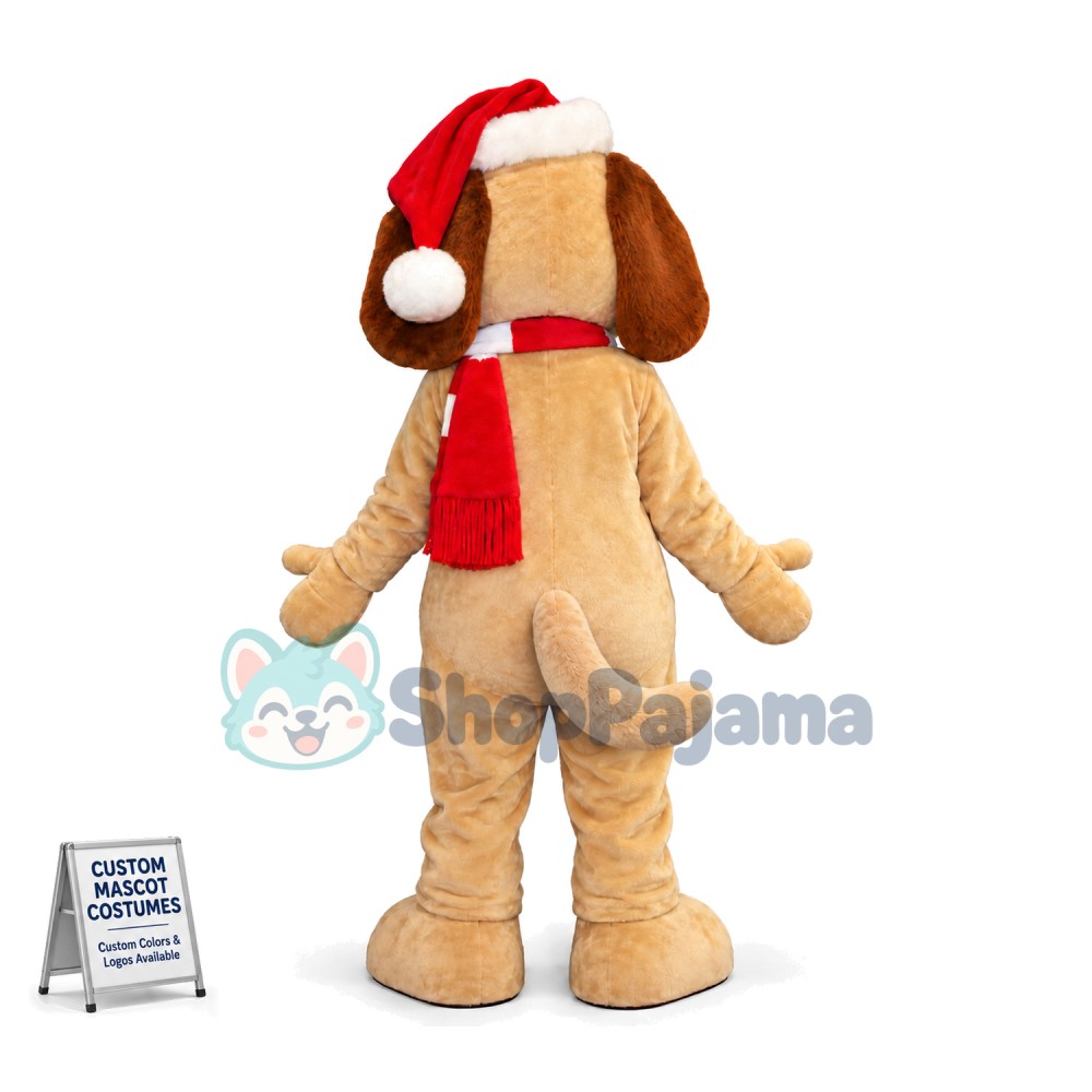 Adult Beige Dog Mascot Costume For Christmas Event