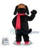 Black Furry Dog Mascot Costume For Ski Facility