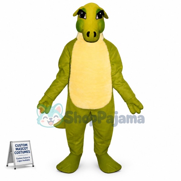 Strong Bright Green Dinosaur Mascot Costume