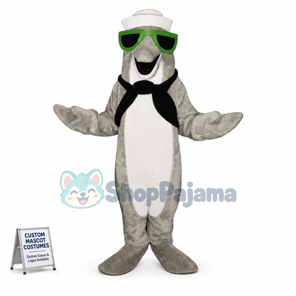 Crew Dolphin With Sunglasses Mascot Costume