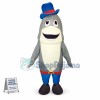 Amiable Dolphin With Blue Hat Mascot Costume
