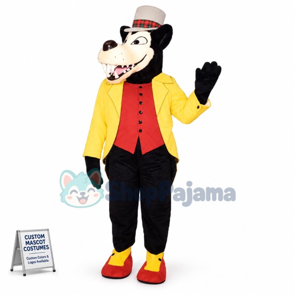 Black Wolf In The Whole Outfit Mascot Costume