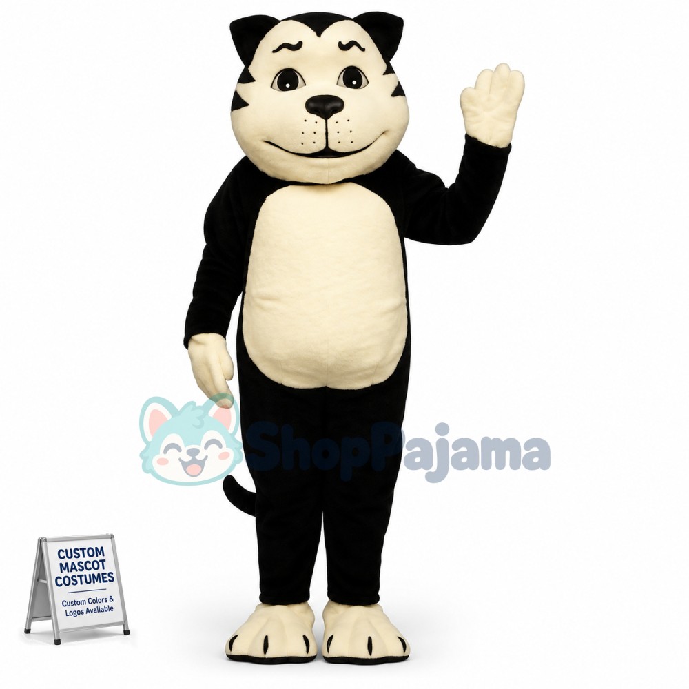 Worried Black & White Dog Mascot Costume
