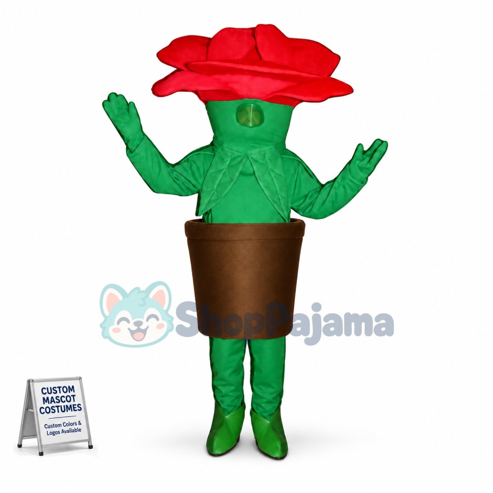 Brightly Colored Rose Potted Plant Mascot Costume
