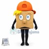 Square Model With Orange Cap Mascot Costume