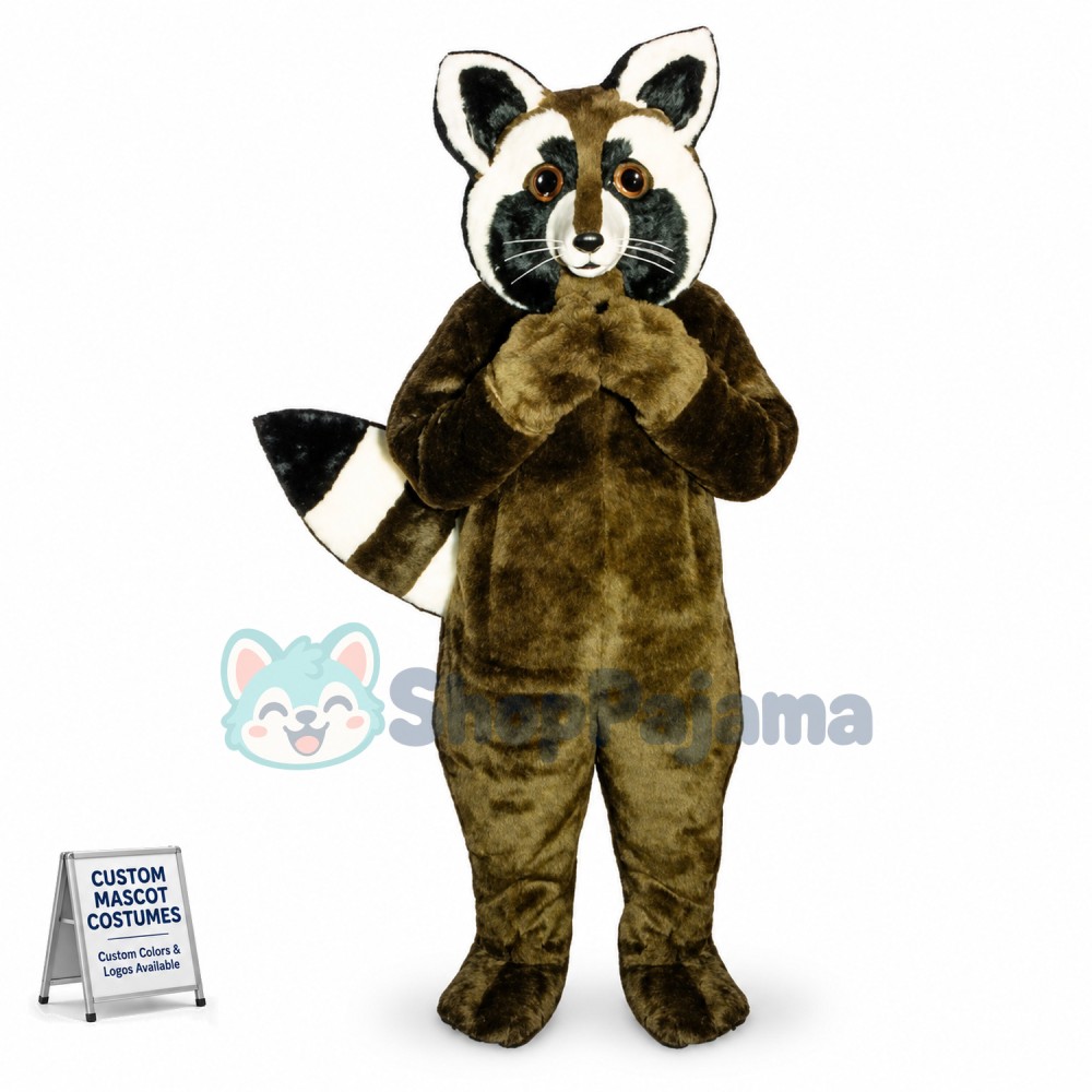 Timid Brown Raccoon Mascot Costume