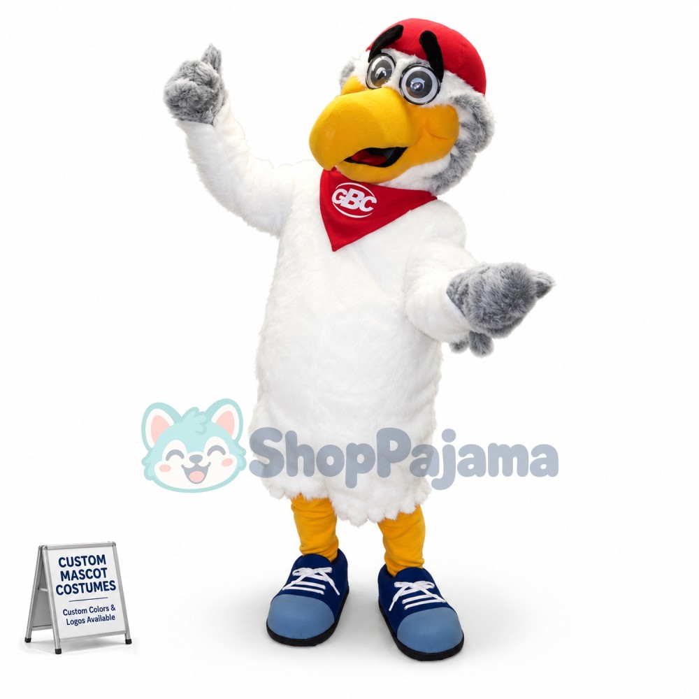 College White Plush Woodpecker Mascot Costume