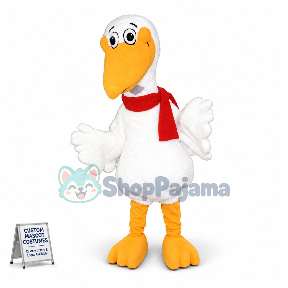 Winter Bird With Red Scarf Mascot Costume