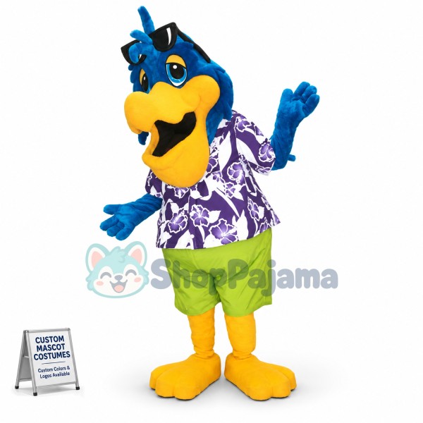 Cozy Beach Parrot In Shirt Mascot Costume