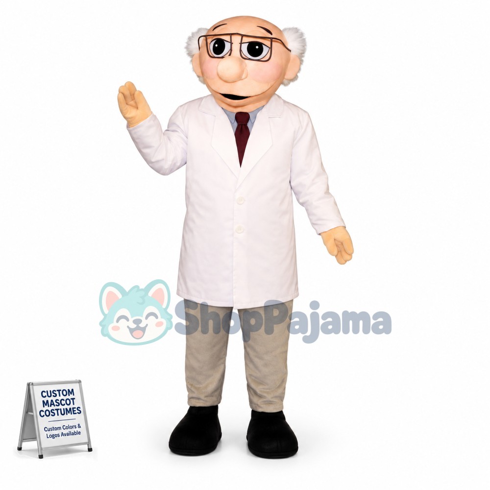 Knowledgeable Old Bald Expert Mascot Costume