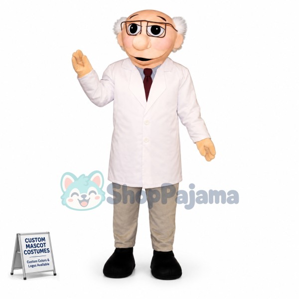 Knowledgeable Old Bald Expert Mascot Costume