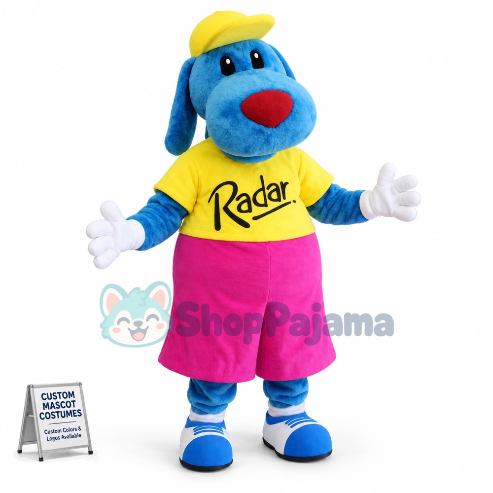 Blue Dog In The Bright Short Top Mascot Costume