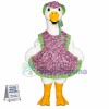 Big White Goose Wearing Flower Apron Mascot Costume