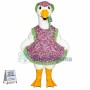 Big White Goose Wearing Flower Apron Mascot Costume