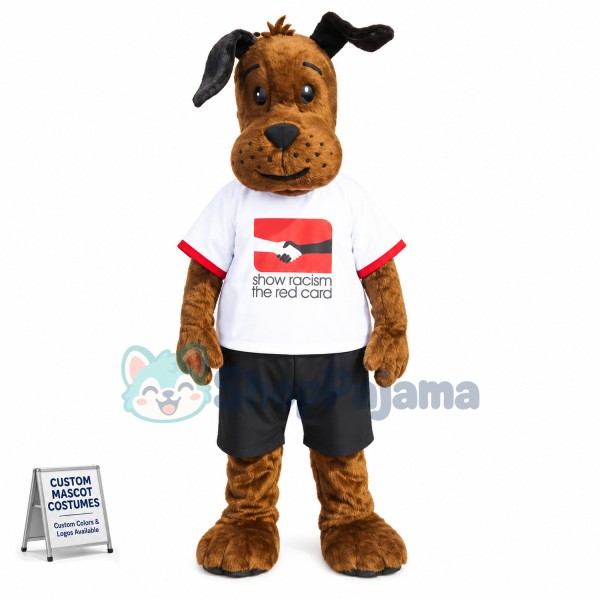 Adult Size Brown Dog In Shirt Mascot Costume