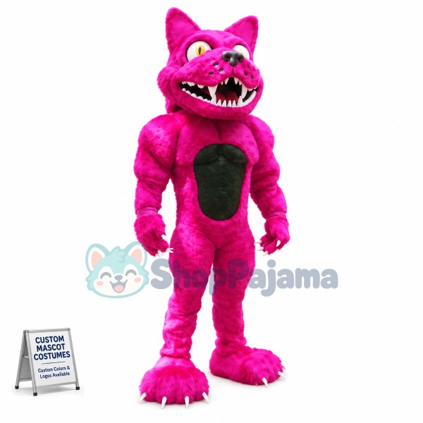 Vivid Purple Muscle Leopard Mascot Costume