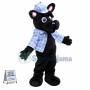 Black Dog In Detective Clothes Mascot Costume