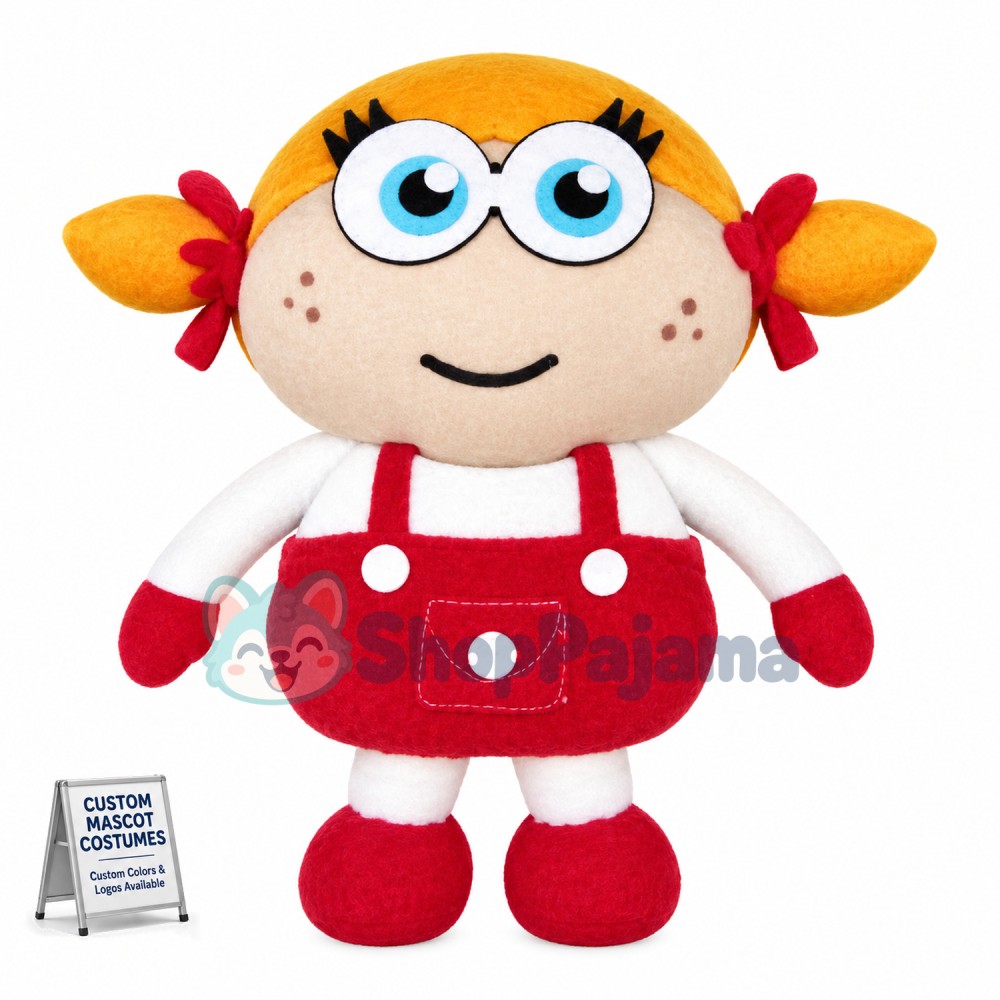Blond Pigtail Baby Girl Doll Mascot Costume