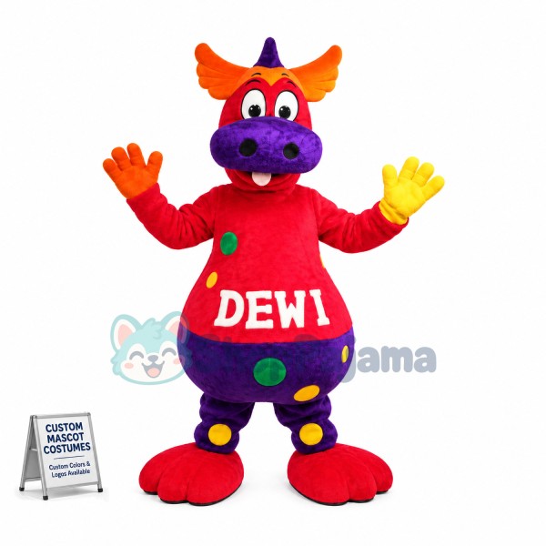 Vivid Bright Colored Dragon Mascot Costume
