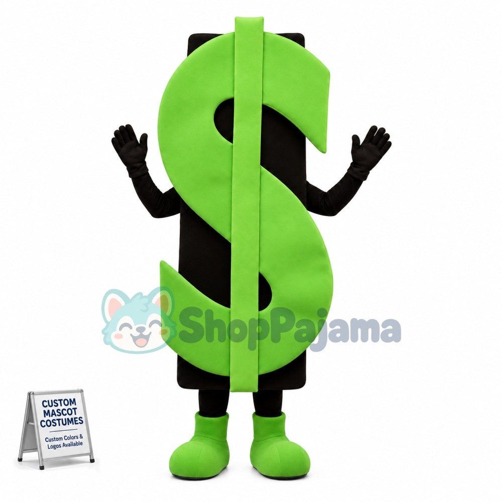 Green Dollar Sign Model Mascot Costume